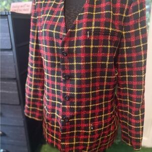 Plaid Women's Jacket - Red and Yellow p48